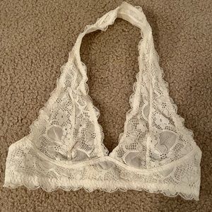 NWOT Free People Intimates White Lace Halter Bralette-Size Small